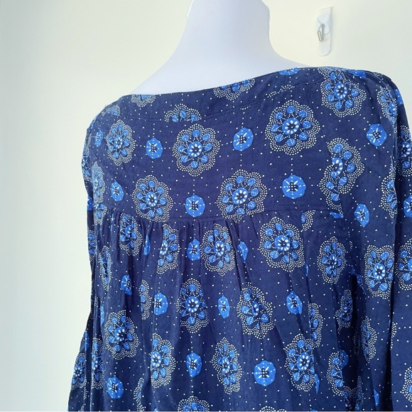 Anthropologie MAEVE Boswell Blue Peasant Longsleeve Blouse US size 6 M Medium - Picture 7 of 11